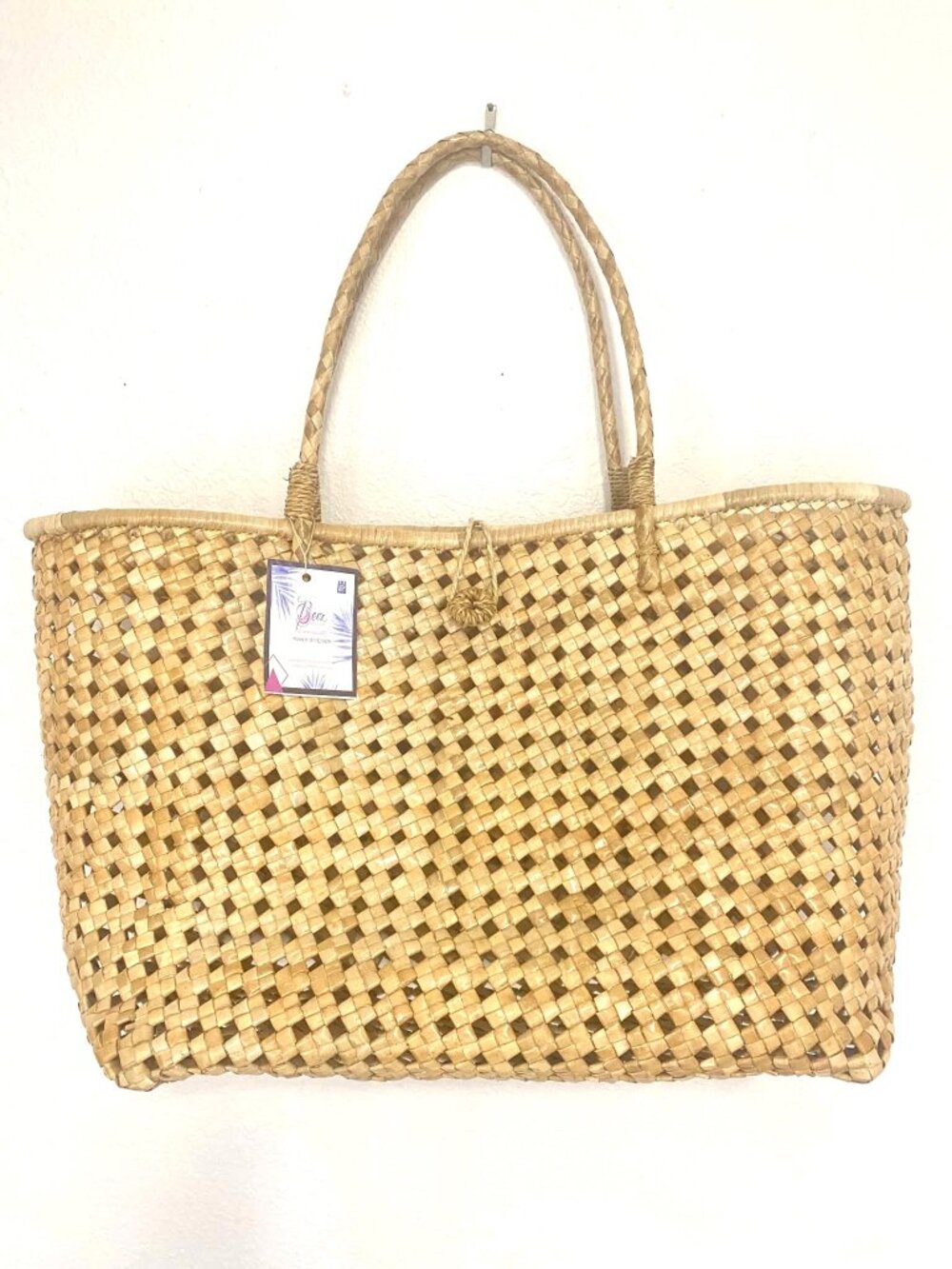 Handwoven Native Banig Large Utility Tote Bag Made In The Philippines 16x9x13 In